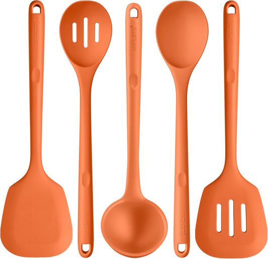 Silicone Kitchen Cooking Utensil Set: U-Taste 600ºF Heat Resistant 13.6in Extra Long Kitchen Tools, Food-Grade Non-Stick