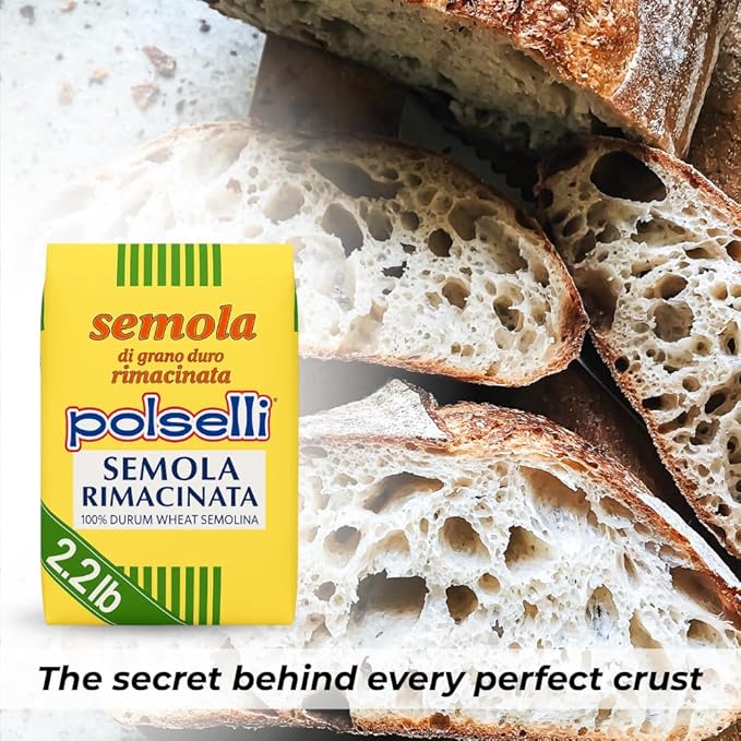 POLSELLI 1 kg, Semola Flour, Semolina Rimachinata di grano duro, Great for Bread, Pizza, or Pasta making