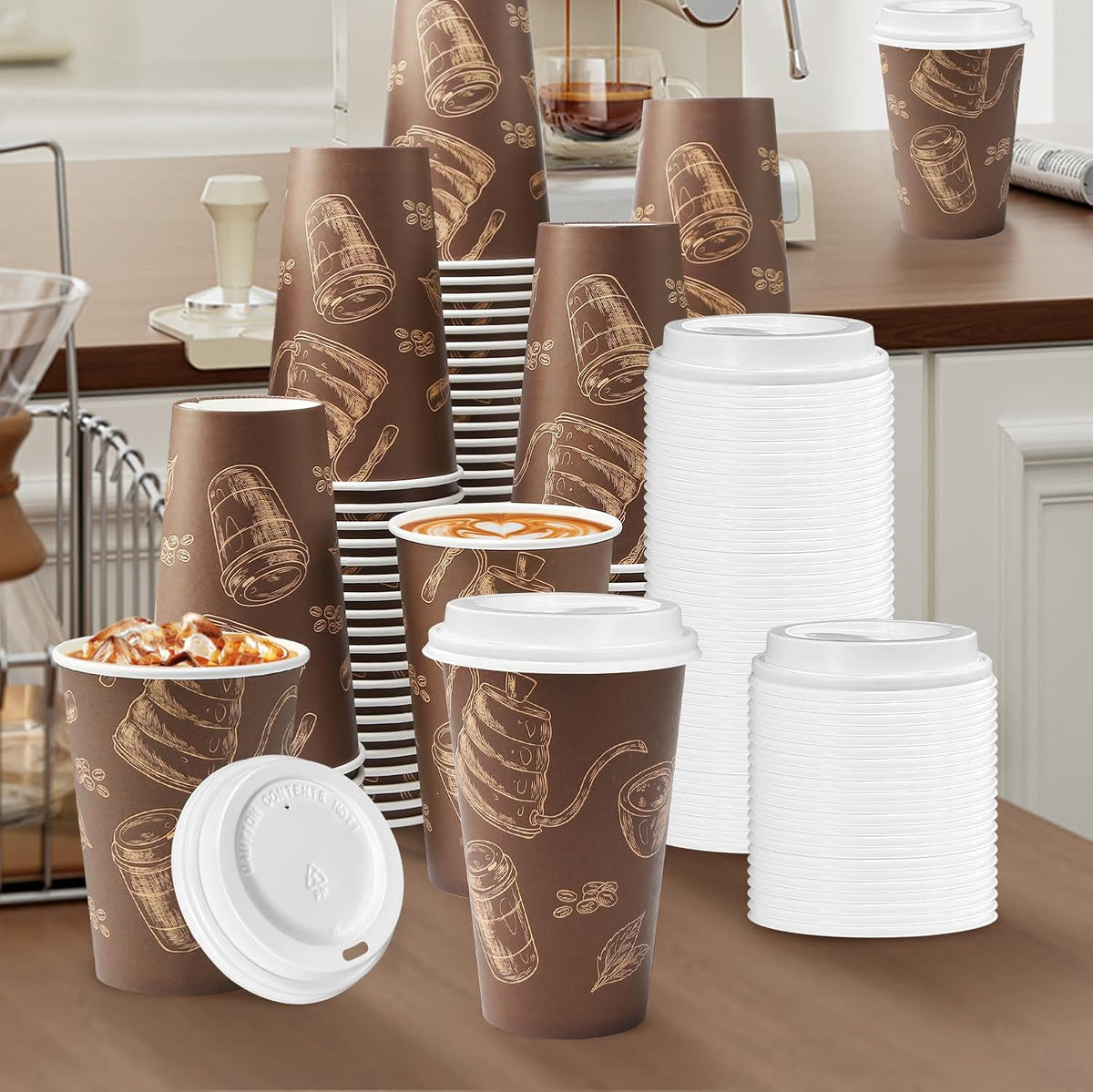 180 Pack Coffee Cup Lids - Plastic Lid for 10, 12, 16, 20, 24 oz Paper Cups