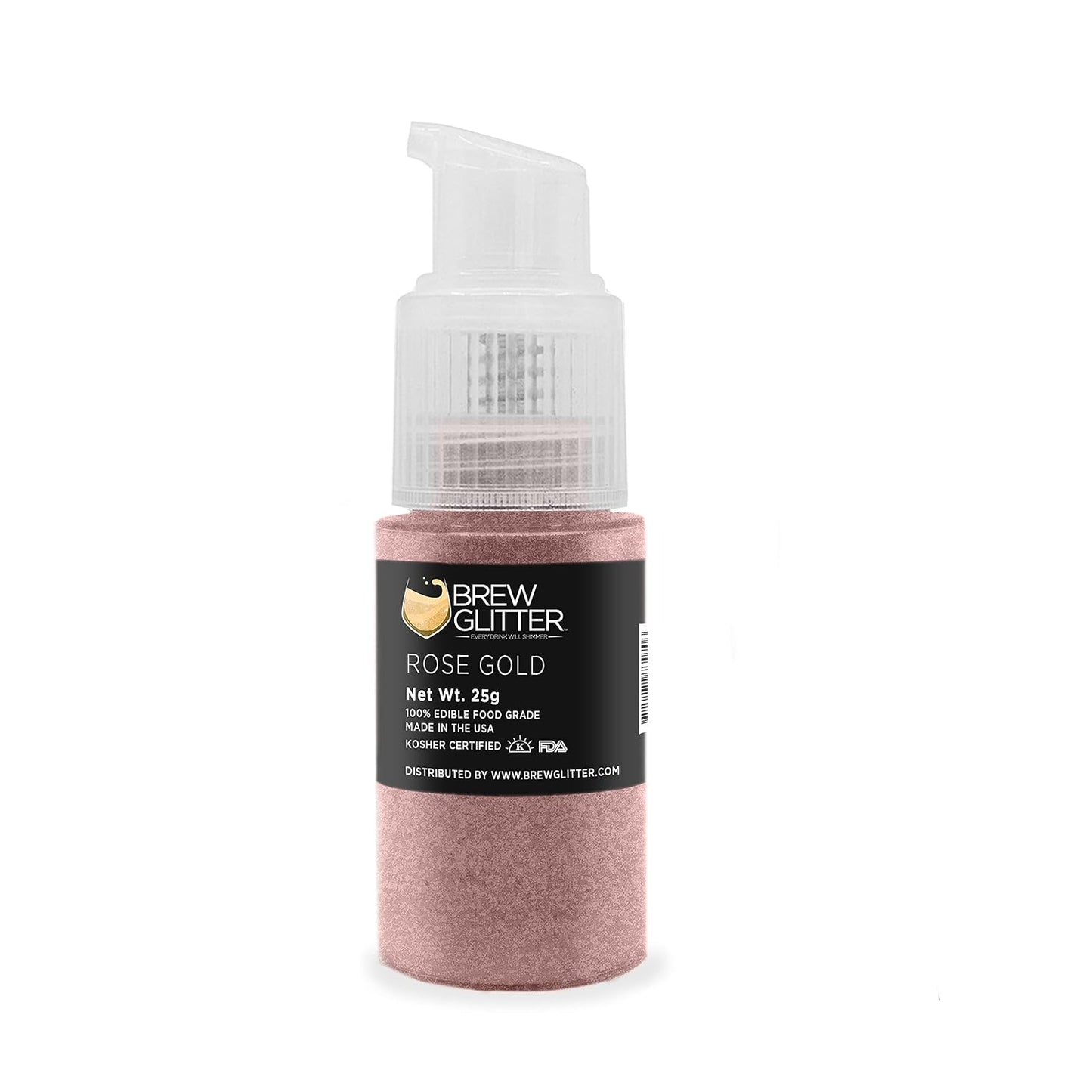 Brew Glitter Edible Drink Glitter Pump 1x 25g for Cocktails, Beer, &amp; Beverages (Rose Gold)