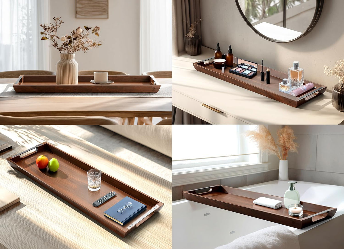 Acacia Wood Serving Tray, 36×12in Large Charcuterie Boards for Party | Create Stunning Charcuterie Display with Cheese, Meat, Appetizers, Perfect For Entertaining, Gatherings, Kitchen, Home Décor