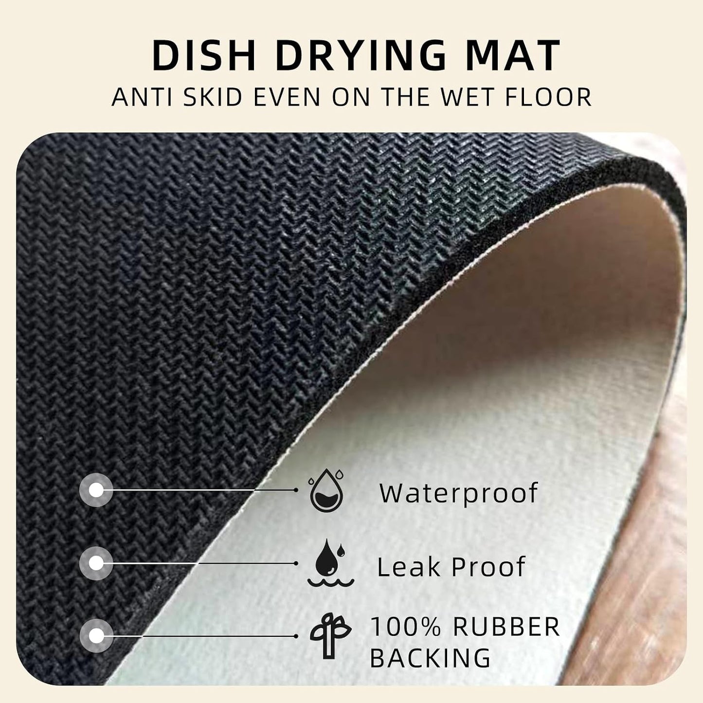 Dish Drying Mat Absorbent Diatomite Soft Coffee Mat, 16" x 24" | Rubber Backed, Birds Decor, Non Slip Base, Countertop, Espresso Machine, Bathroom