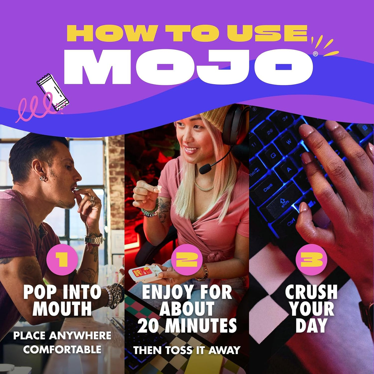 MOJO Caffeine Pouches with Naturally Derived Caffeine from Green Tea