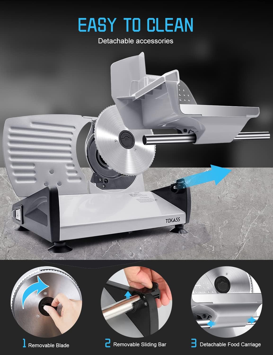 Meat Slicer Machine for Home, 200W Food Slicer with Two 7.5" Blades