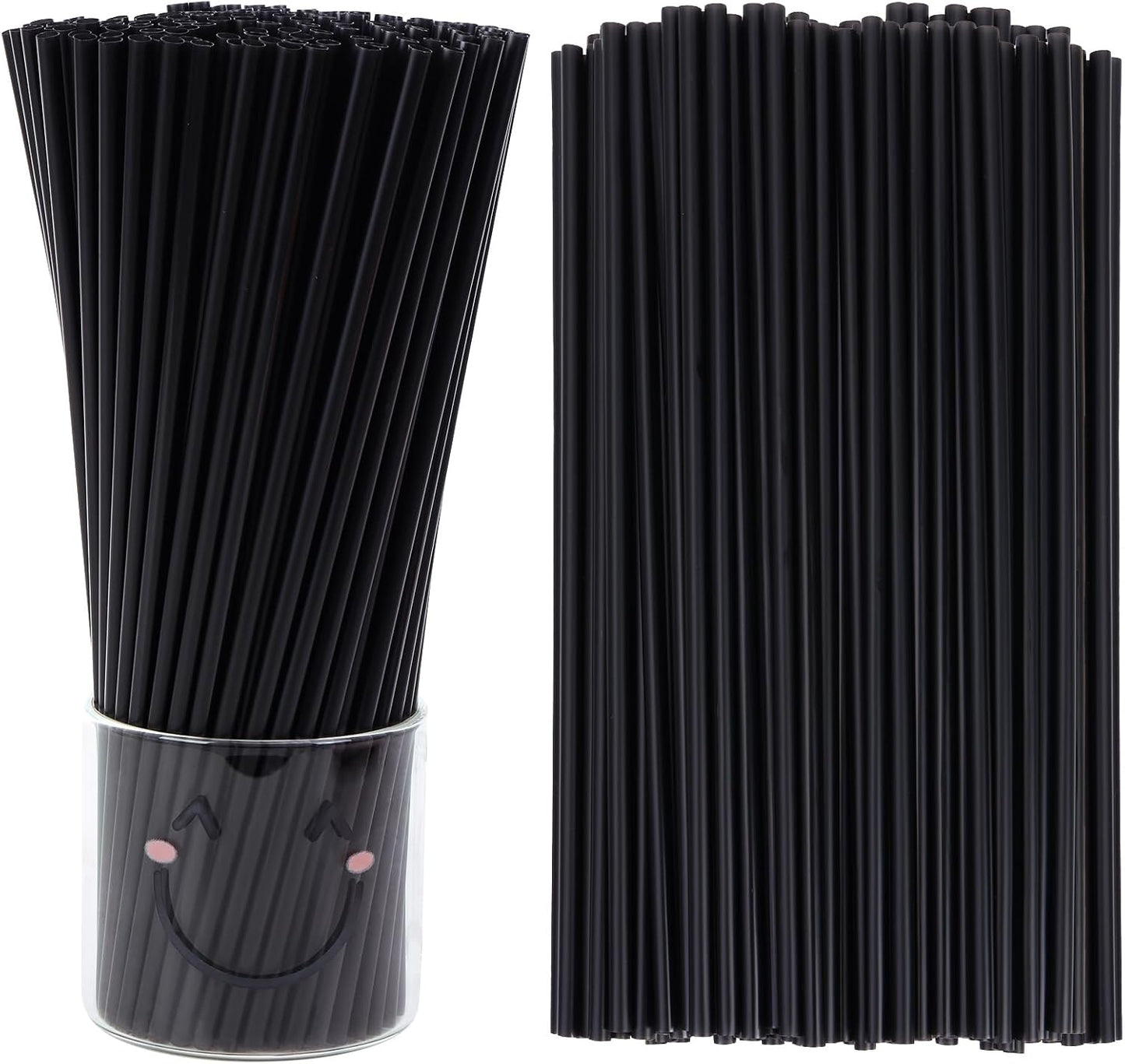 Tomnk 10.3" Disposable Plastic Drinking Straws, 500 Pack, Black