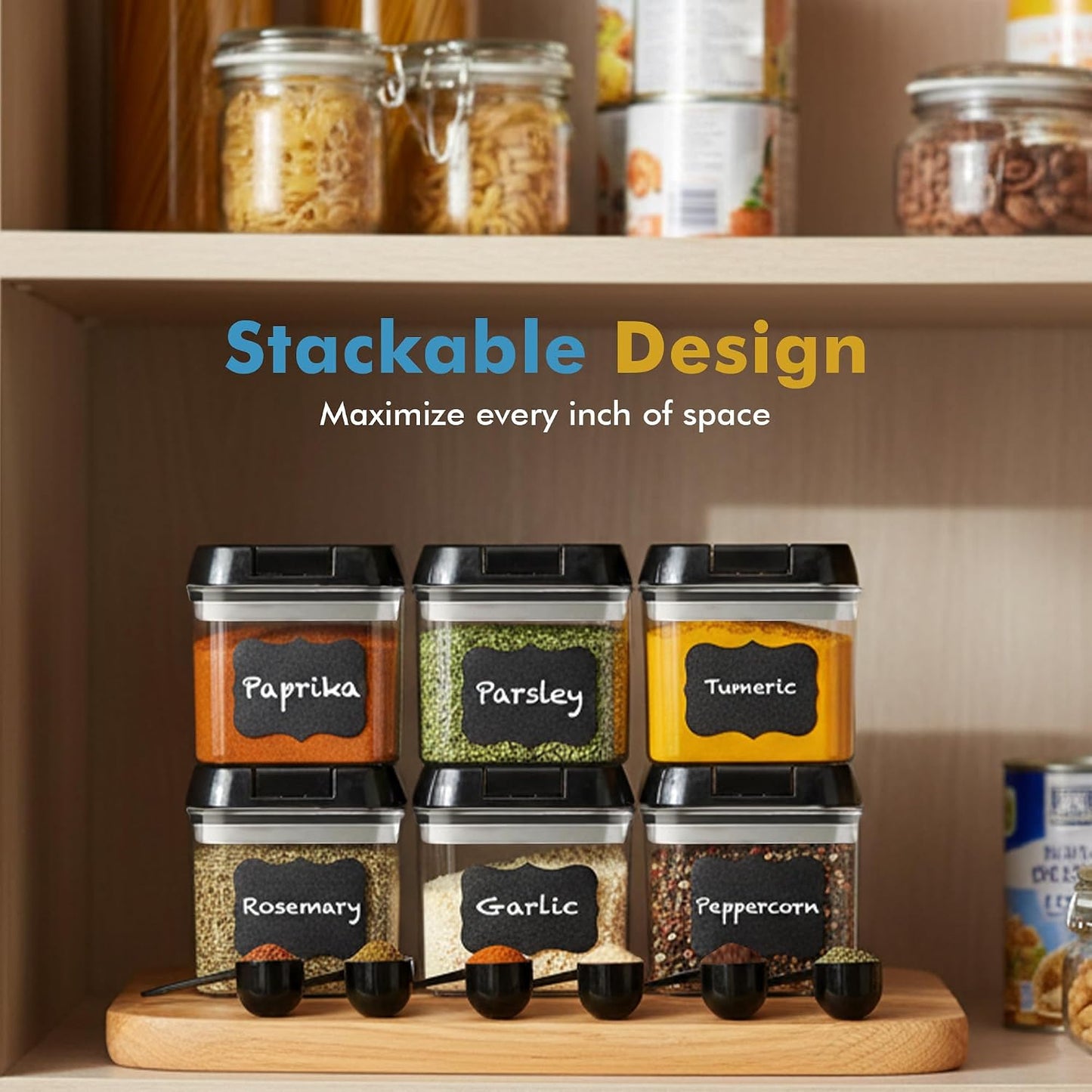 Shazo 6PC (0.5L, 2.1 Cup, 17oz) Airtight Food Storage Containers + 6 Spoons