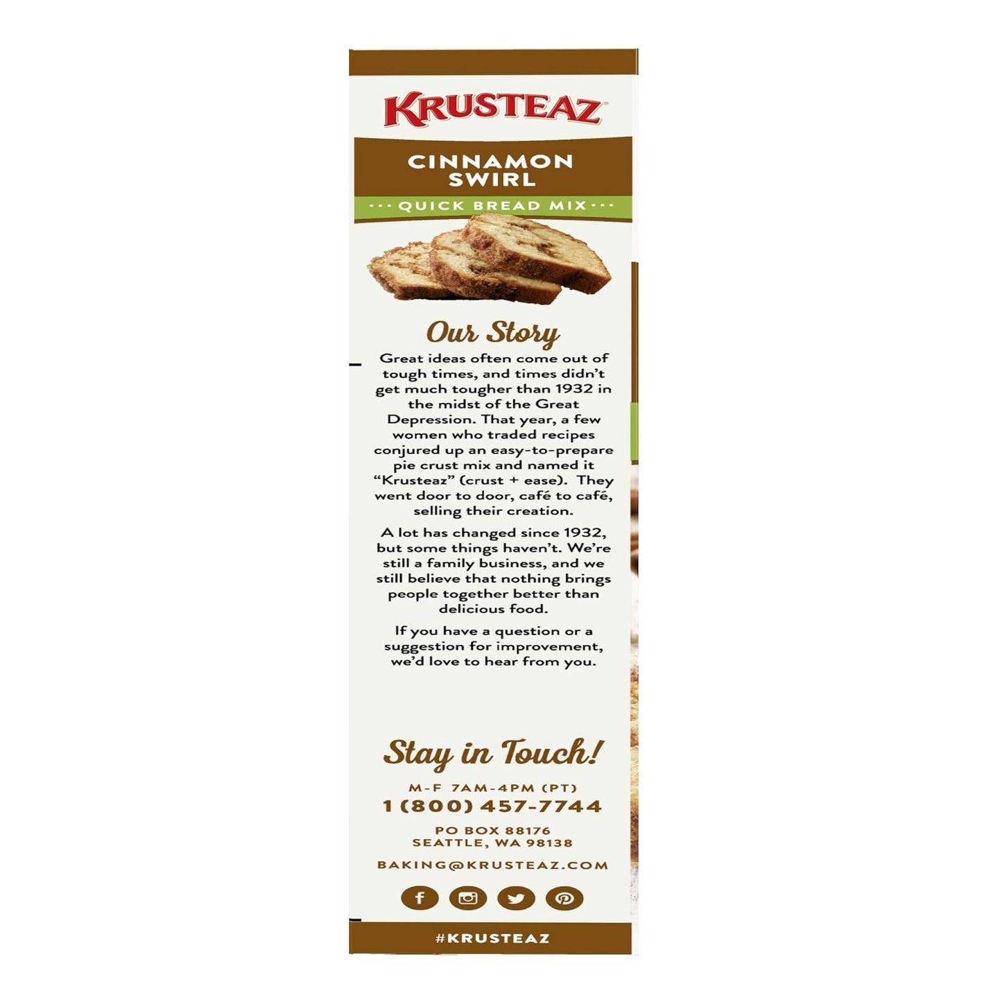 Krusteaz Cinnamon Swirl Quick Bread Mix, 19.5 Oz