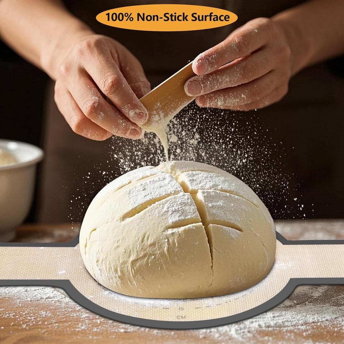 Silicone Bread Sling, Round and Oval Dutch Oven Baking Mat with Upgraded Handles, Non-Stick &amp; Easy Clean Baking Mat to Transfer Sour Dough Easily, 2 Pcs Reusable Bread Mat Set