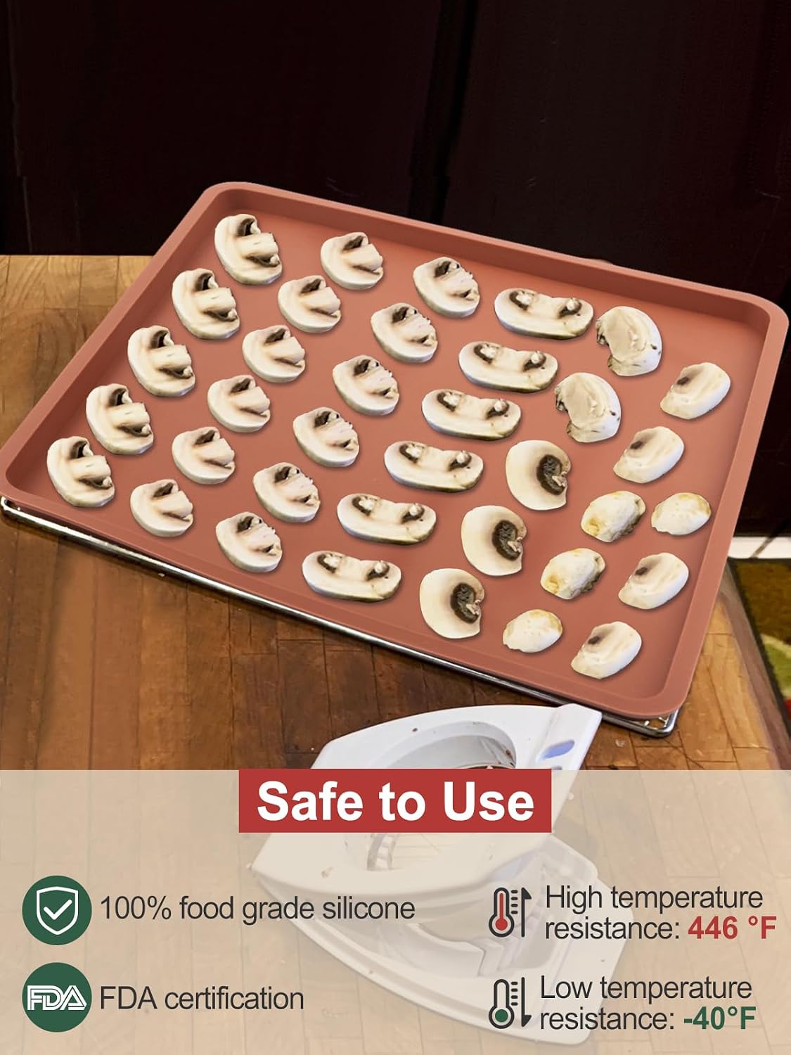 Aulock 4PCS Silicone Food Dehydrator Sheets with Edge, Non-stick Tray Liner