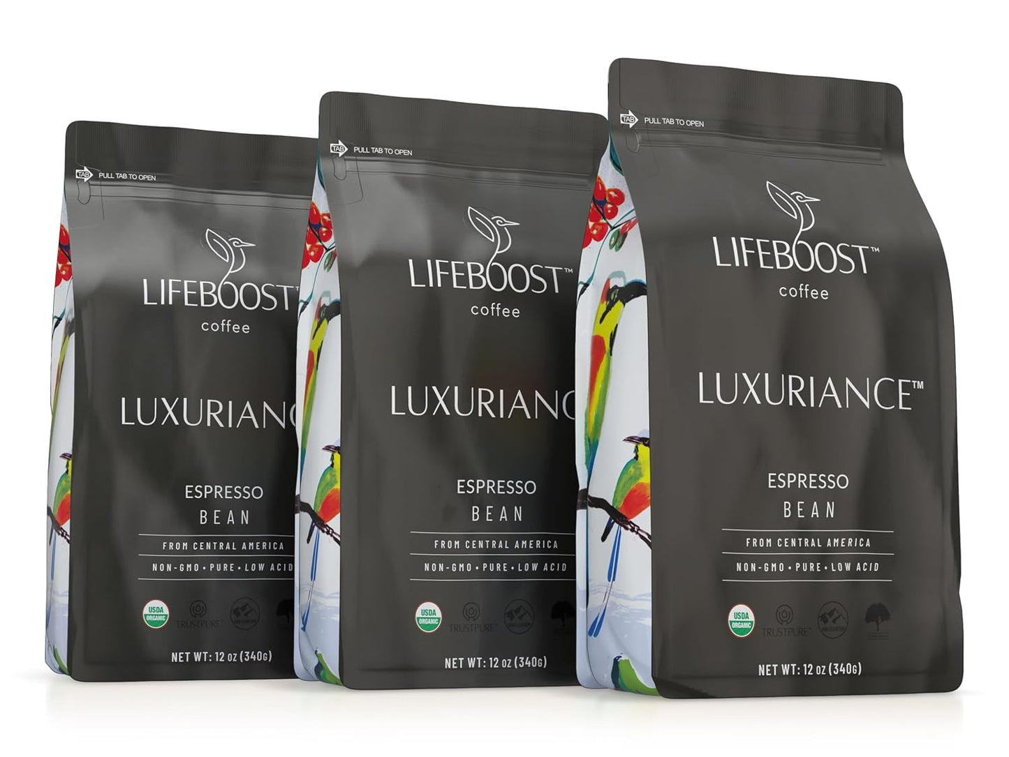 Lifeboost Organic Espresso Whole Bean Coffee - Low Acid Espresso Coffee, Non-GMO, USDA Organic, Single Origin, Third-Party Tested for Mycotoxins &amp; Pesticides - 12 oz, Pack of 3