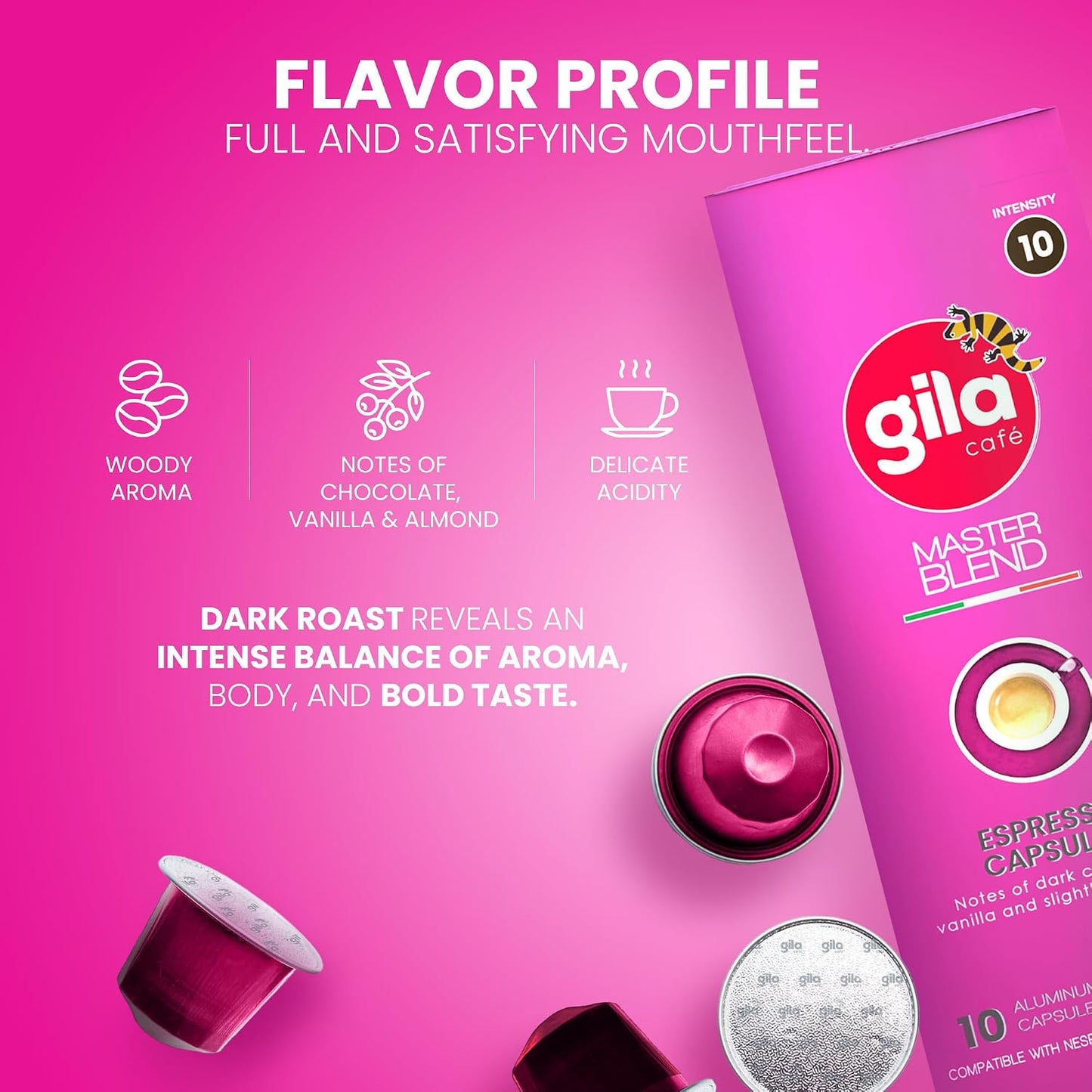 gila cafe Mexico Coffee Capsules, Nespresso Original Line, Dark Roast, 60ct