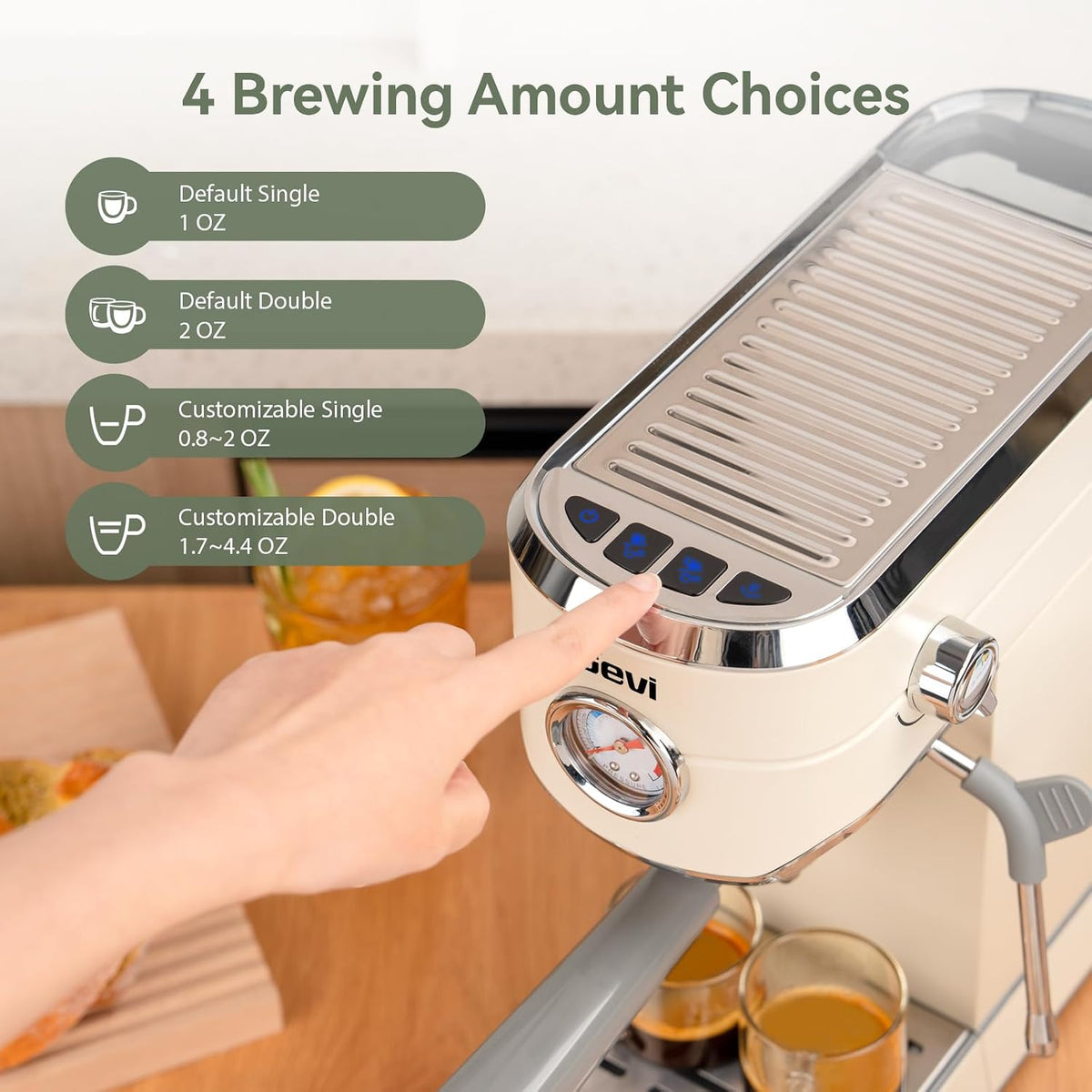 Gevi 20 Bar Espresso Machine with Conical Burr Anti-Static Coffee Grinder