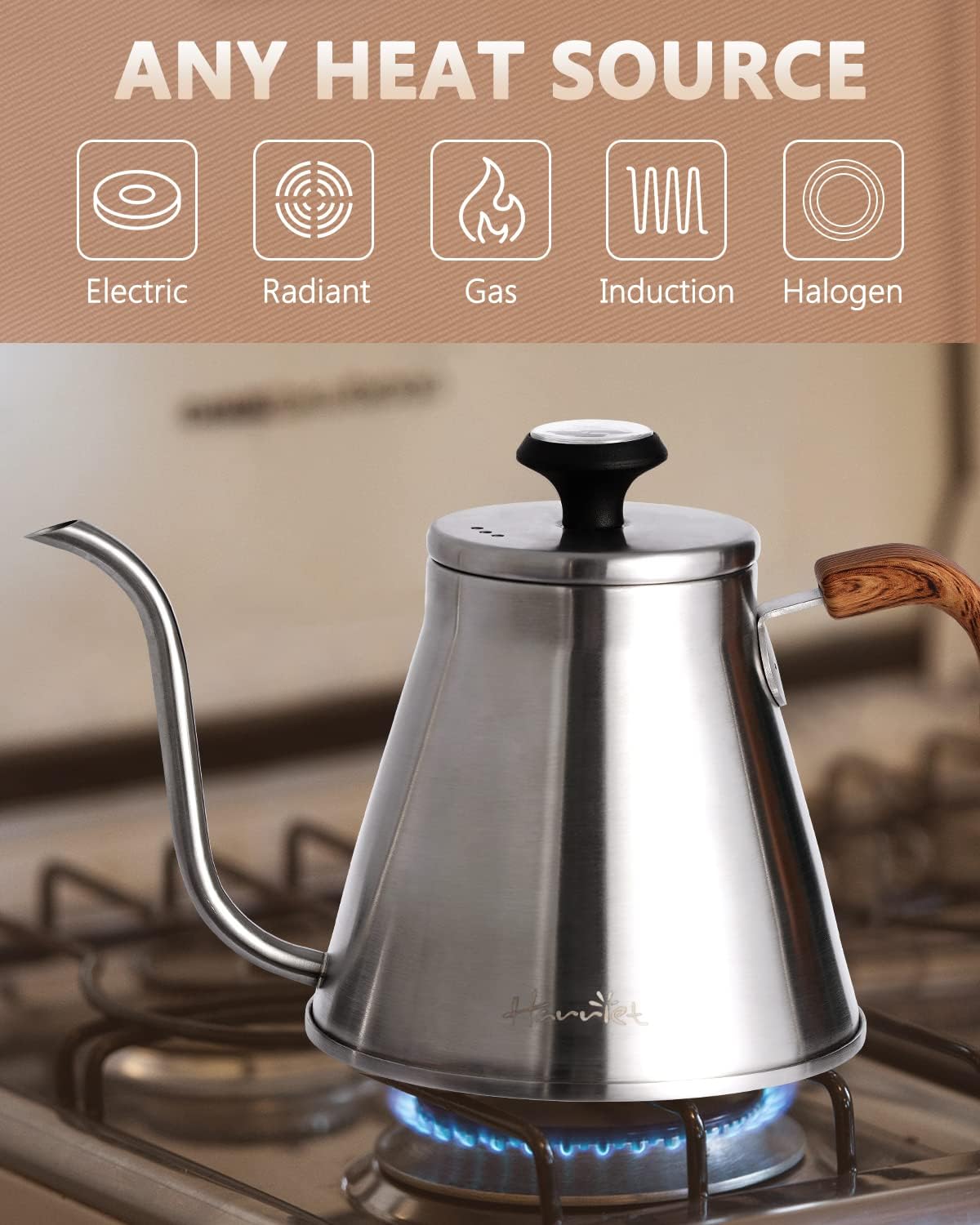 Harriet 37 oz Gooseneck Kettle for Stovetop, Pour Over Coffee Kettle