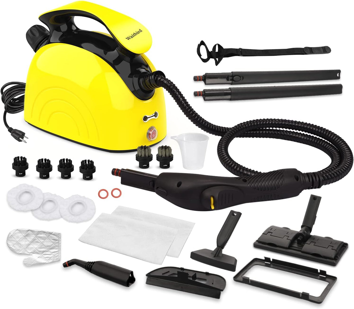 Steam Cleaner, Multipurpose Powerful Steamer with 21 Accessories, 248°F High-Temperature Steam for Floors, Grout, Tiles, Carpet, Cars - Portable 1.08L Tank, Child Lock, Chemical-Free Cleaning (Yellow)