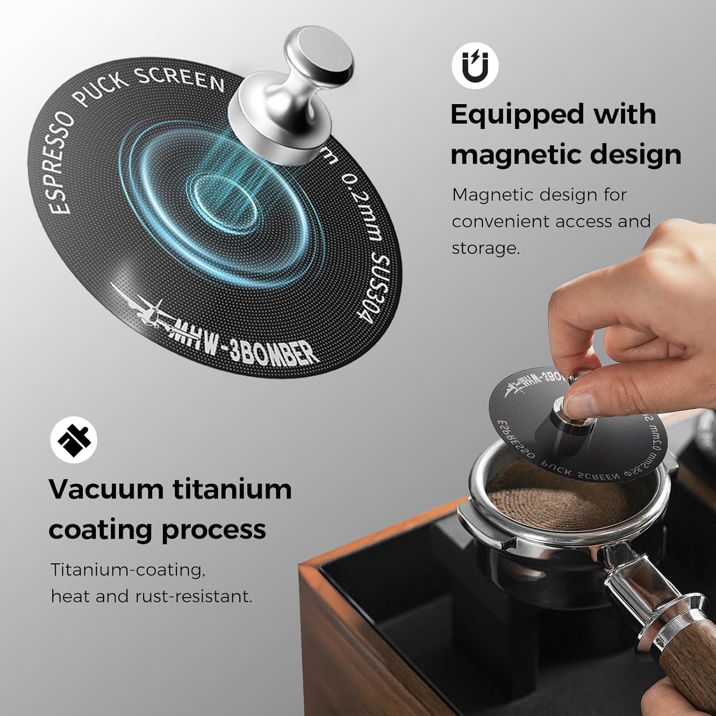 MHW-3BOMBER Espresso Puck Screen Holder - Silicone Puck Screen Stand - Compatible with 58mm 53mm 51mm Reusable Coffee Filters 3 Coffee Filters - Coffee Puck Screen Holder SP5537-OS