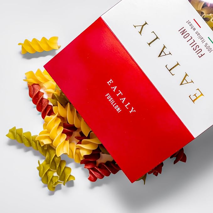 Eataly Italian Tricolore Fusilloni Pasta Noodles - 500g (17 oz.) Box -Authentic Durum Semolina Wheat - Made in Italy- Dried Pasta for Gourmet Dining, 1 Pack