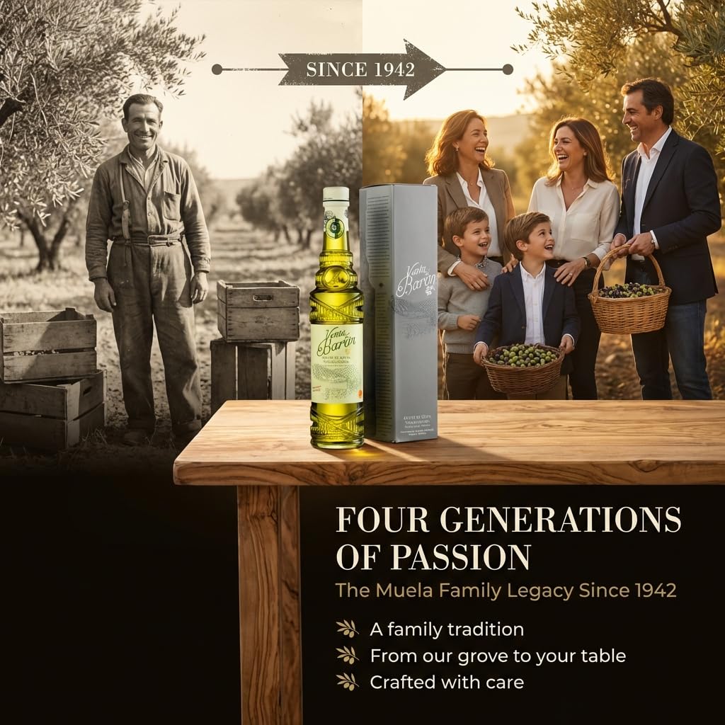 Venta del Barón - Voted The World's Best Olive Oil - Extra Virgin Cold Pressed - High in Polyphenols - 16.9 fl oz (500ml)