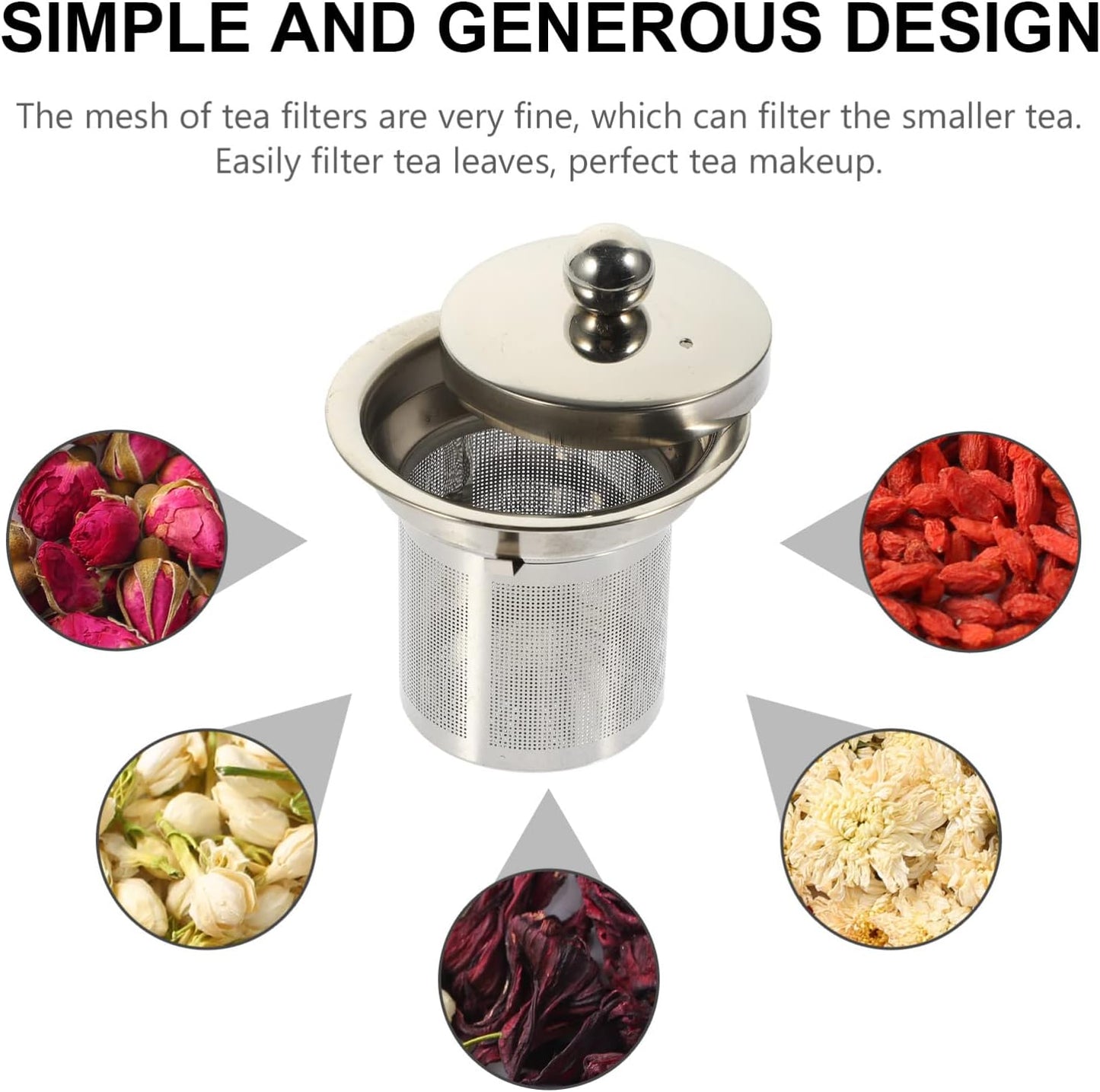 Hemoton Stainless Steel Tea Strainer Insert with Fine Mesh Filter and Lid Replacement Tea Infuser for Teapot Accessories Compact 3.00X2.44 Inch Suitable for Home Rooms and Restaurants