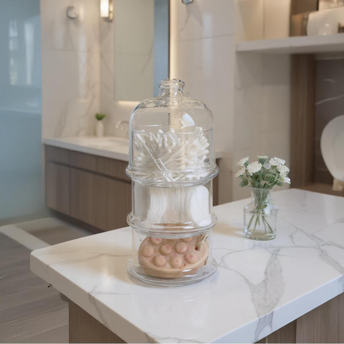 Ums 3 Tier Glass Jars with Lid, Cookie Jar, Candy Jars for Candy Buffet, Apothecary Jars, Kitchen &amp; Bathroom Organizers and Storage