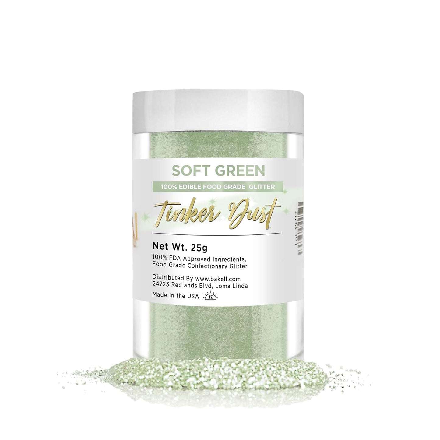 BAKELL Soft Green Edible Glitter, 25 Grams | TINKER DUST Edible Glitter | KOSHER Certified | 100% Ed