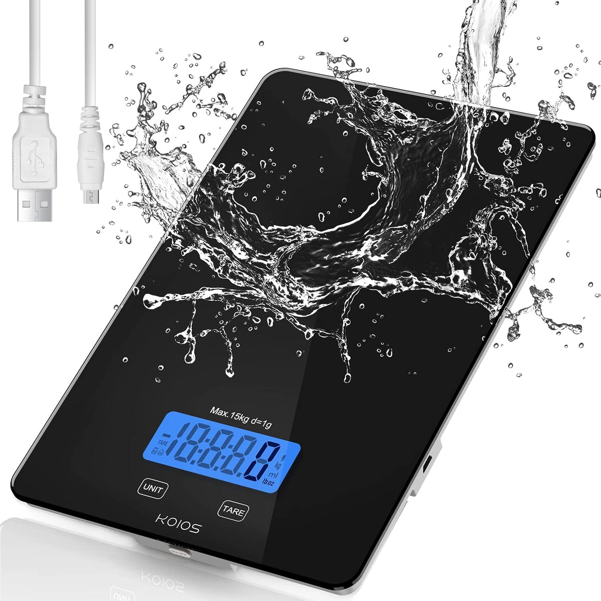 33lb Kitchen Scale 0.1oz Precision,Batteries &amp; Type-C Charging(Black) | Compact Food Scale with 5 Units &amp; Tare Function, LCD Backlit Display, Easy to Clean, Ideal for Cooking Baking &amp; liquids