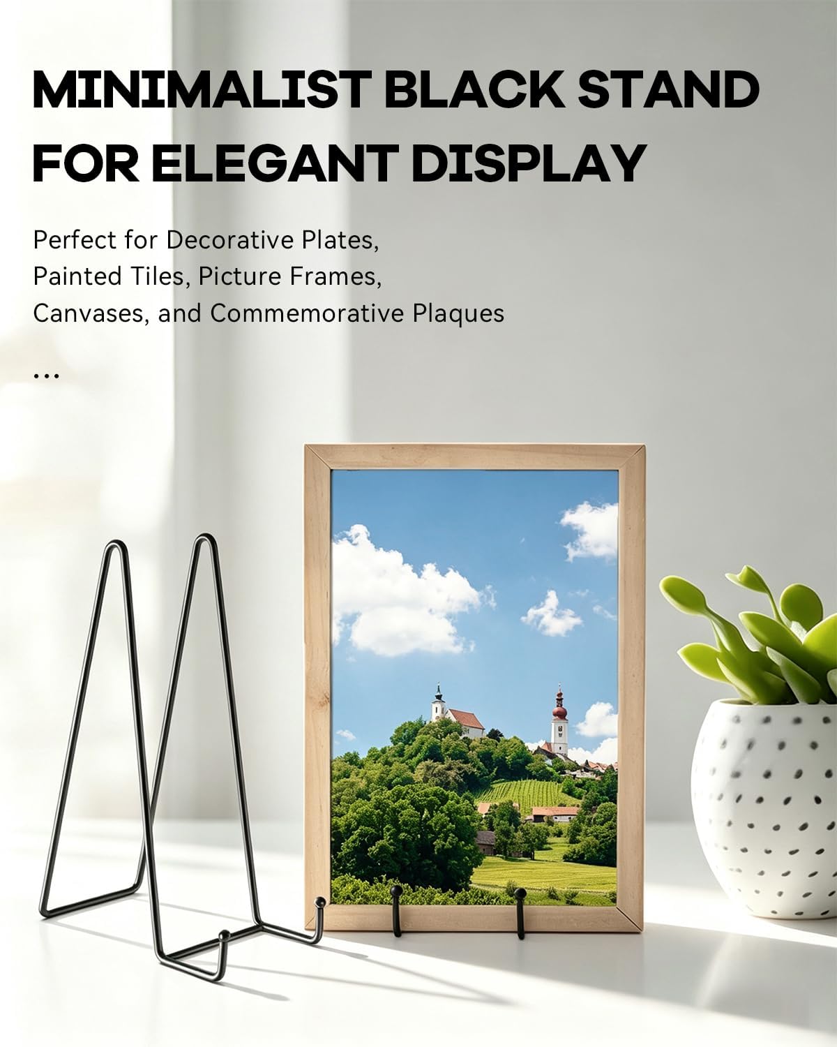 3 Pack 4.5 Inch Plate Stands for Display Metal Picture Stand Plate Holder