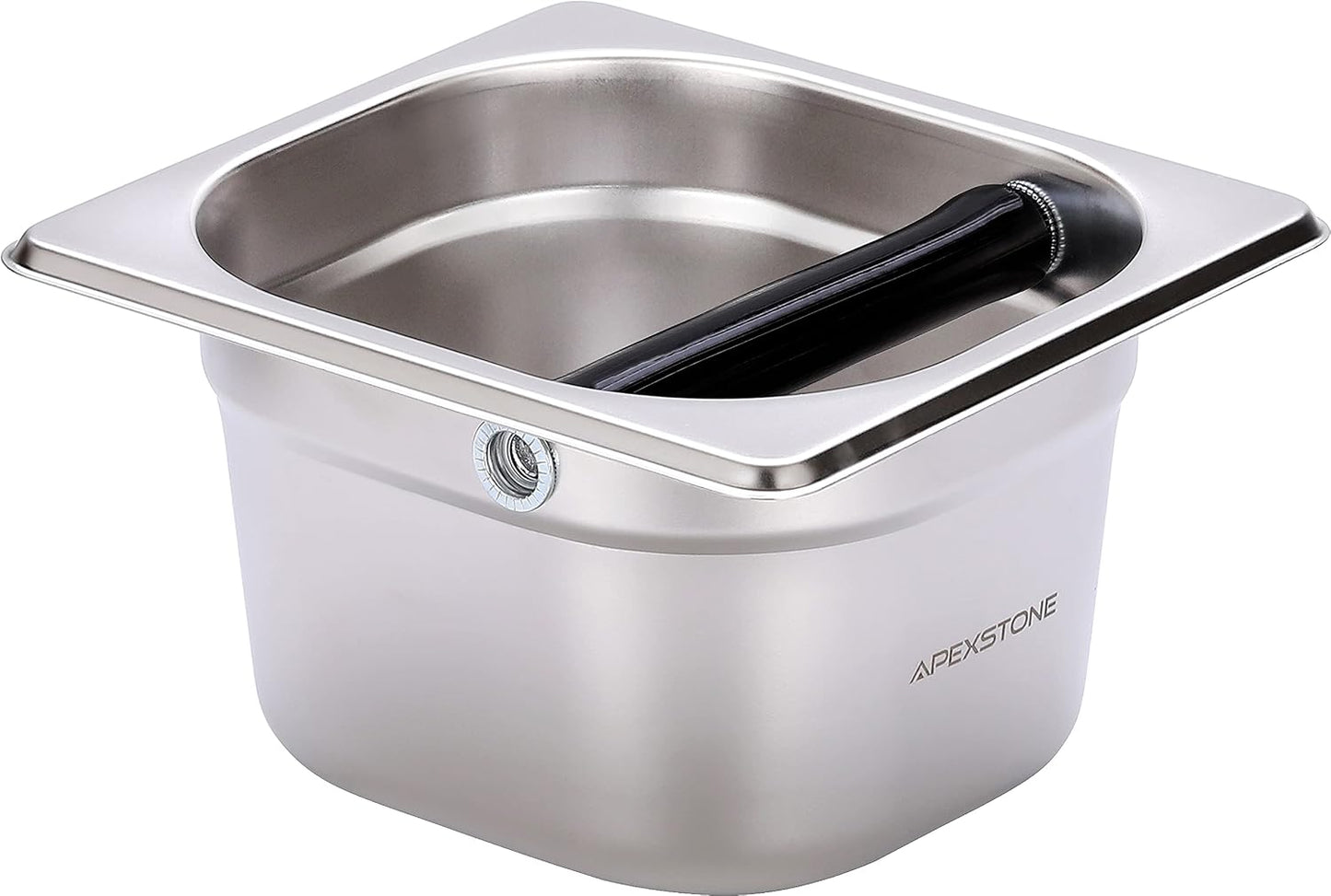 Coffee Knock Box Stainless Steel, 6.9 Inch Espresso Knock Box for Espresso Coffee Grounds, Built-In Knock Box with Rubber Knock Bar, 1.5L Large Capacity for Home Barista &amp; Coffee Bar