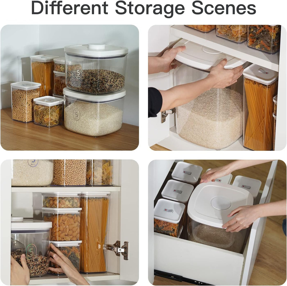 20-25 lbs Rice Dispenser,10.5 Qt/10 L/22-25 lbs Rice Container Storage with Measuring Cup &amp; Brush Food Cereal Container Bins Household for Kitchen Pantry Organization (AY-10KG-WHITE)