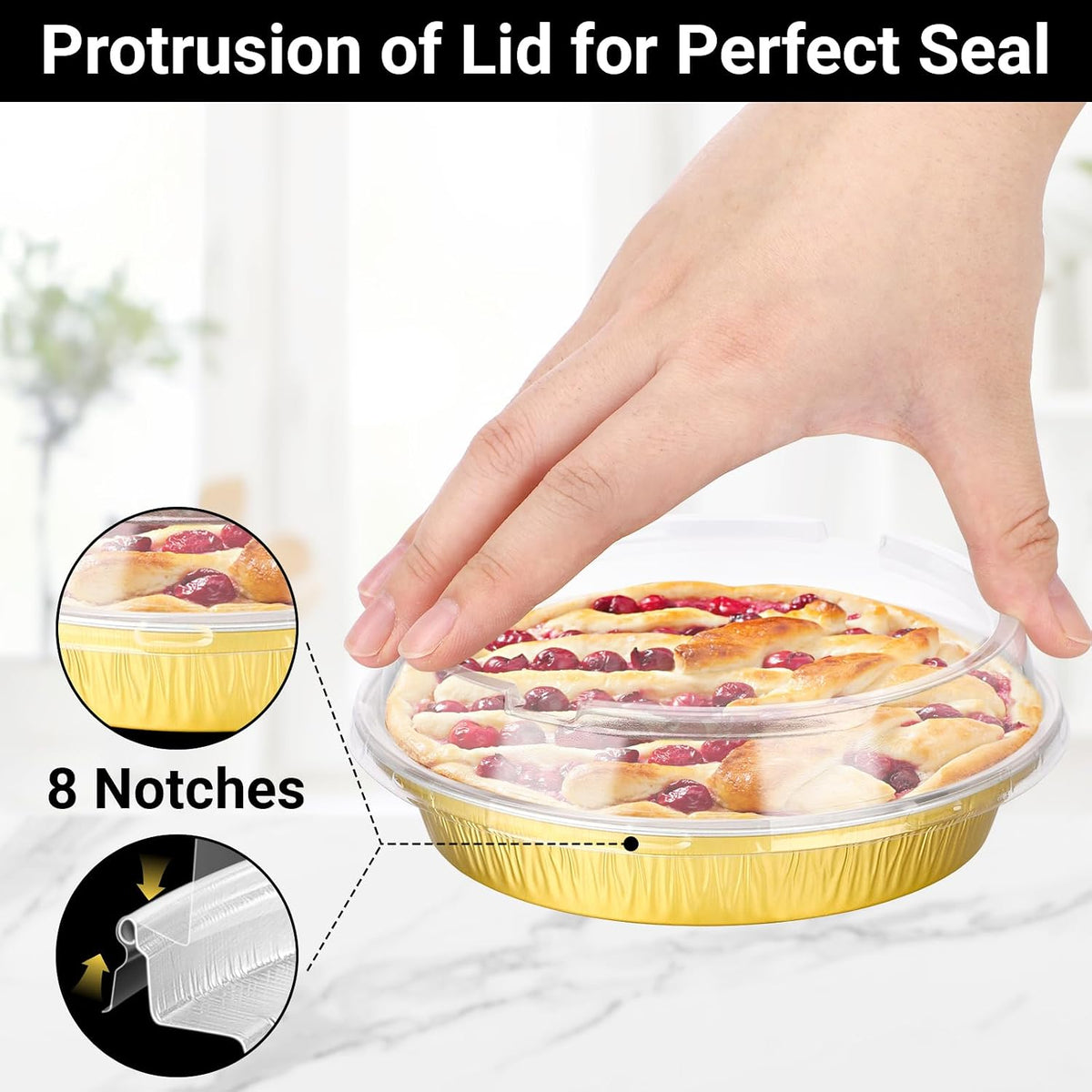EUSOAR Gold Cupcake Liners, 25pcs 6 Inch Mini Pie Pans with Lids Baking Cups Cupcake Liners, 10oz Aluminum Muffin Pan Creme Brulee Pie Tart Brownie Holders for Bakery Wedding Birthday Party