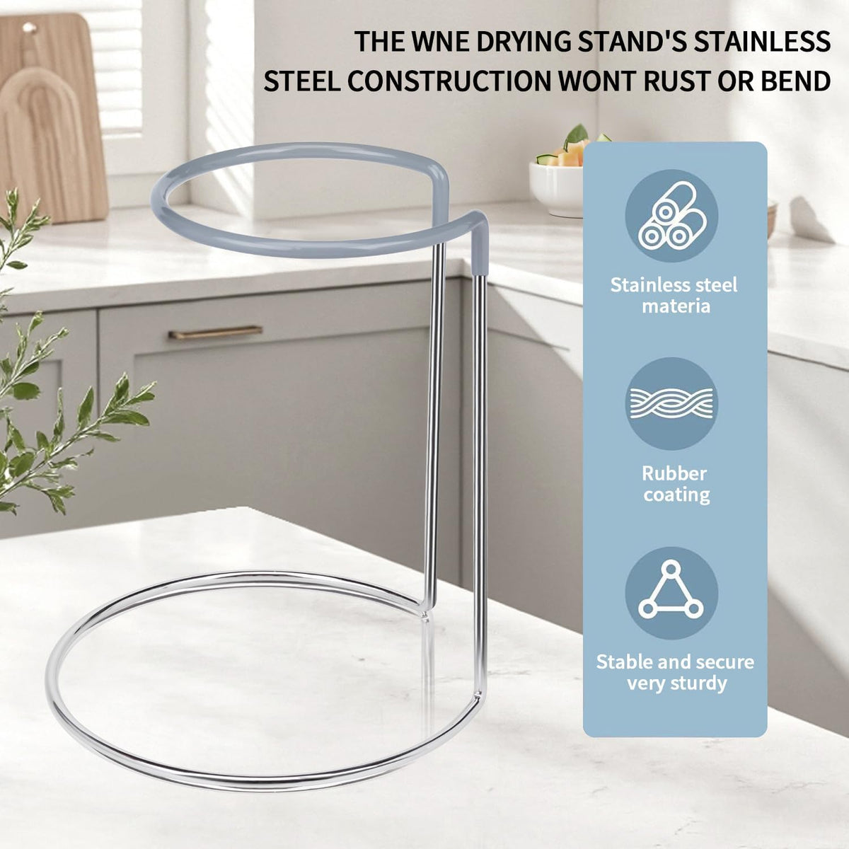 Wine Decanter Drying Stand with Rubber Coated Top to Prevent Scratches, Wine-Decanter Drying Rack for Standard Large Wine Decanters, Decanter Cleaner Includes Cleaning Brush &amp; Decanter Cleaning Beads