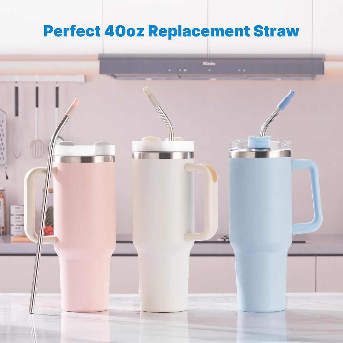 Replacement Metal Straws with Silicone Tip for 30oz Stanley Cup