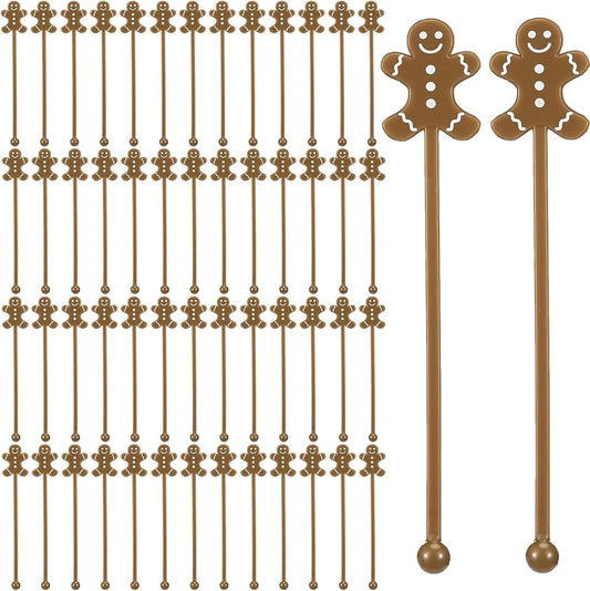 50 Pcs Christmas Drink Stirrers Xmas Coffee Stir Sticks Plastic Swizzle Sticks Cocktail Mixers for Holiday Party Supplies