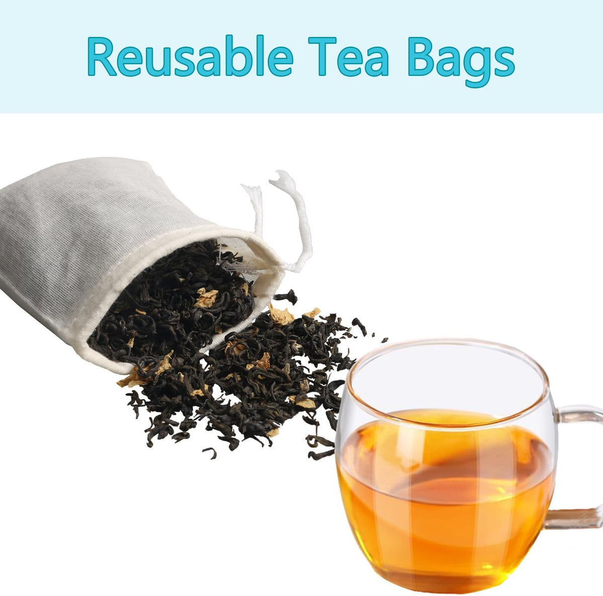 Eketirry Spice Bags, 20pcs Reusable Empty Tea Bags, Muslin Strainer Bags, Soup Bags for Cooking, Natural Cotton Fine Mesh Cheesecloth Bags for Cold Brew Coffee(2 x3Inch)
