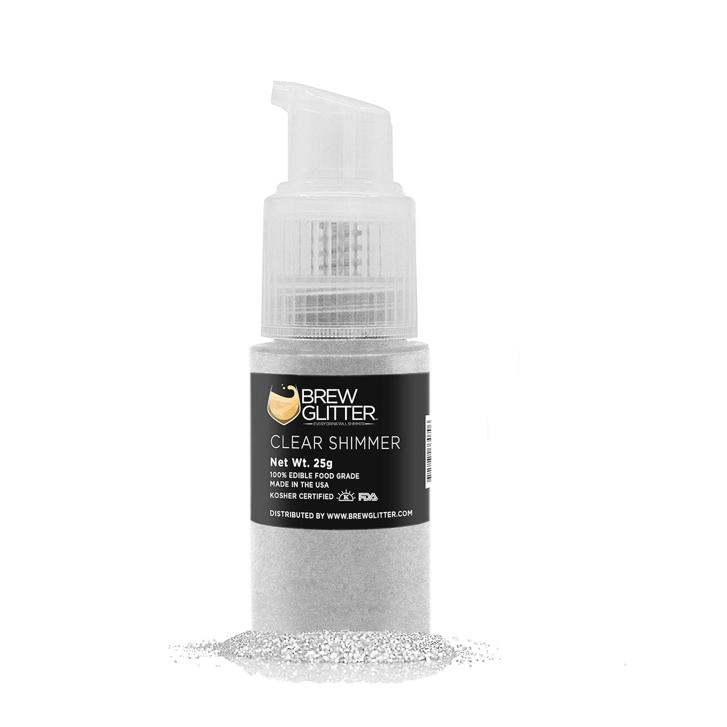 Brew Glitter - Clear Shimmer (25g Spray Pump 1x Jar) | Edible Glitter for Drinks, Cocktails, Beer, Garnish & Beverages