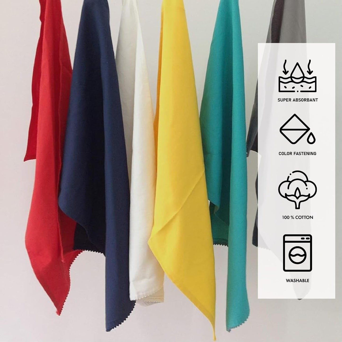 TARAN LIVING Kitchen Towels 100% Cotton Dish Towels Set of 6, Assorted Tea Towels Absorbent Hand Towels with Hanging Loop, 18x28 Inch Kitchen Dish Cloths for Drying, Blanks for Embroidery &amp; Craft