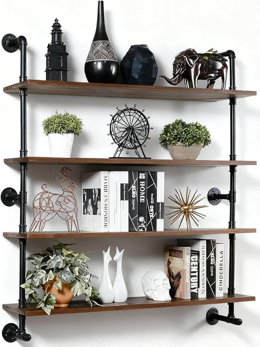 ROGMARS Industrial Pipe Wall Shelves with Real Wood Plank 36 Inches