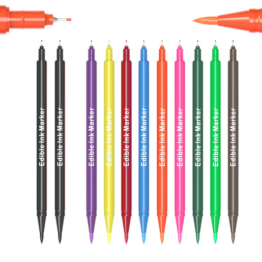 Edible Markers, 11Pcs Ultra Fine Tip(0.5mm) Food Coloring Pens, Double Sided Food Grade Gourmet Writers for