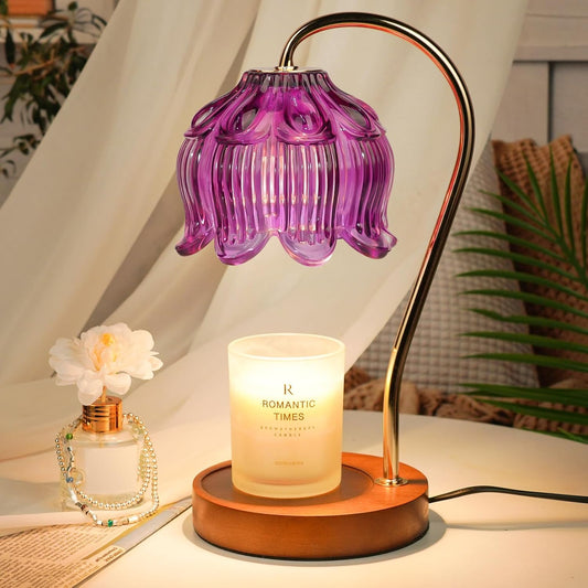 Purple Candle Warmer Lamp with Timer, Electric Candle Warmer, Women Birthday Christmas Gift, Flower Wax Warmer for Yankee