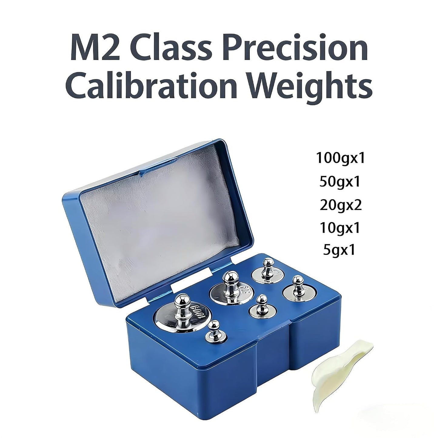 MAGIKON Steel Calibration Weight Kit, M2 Class 205g (100/50/20/10/5g)
