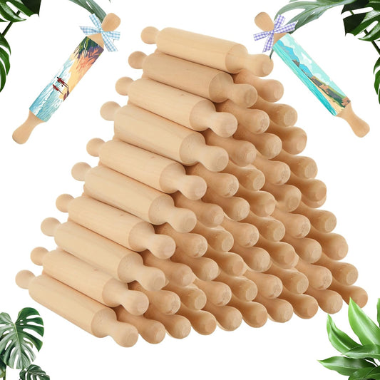 50Pcs Wooden Mini Rolling Pin, 5.5 Inches Mini Rolling Pin for Crafts, Small Dough Rolling Pins for Imaginative Play and