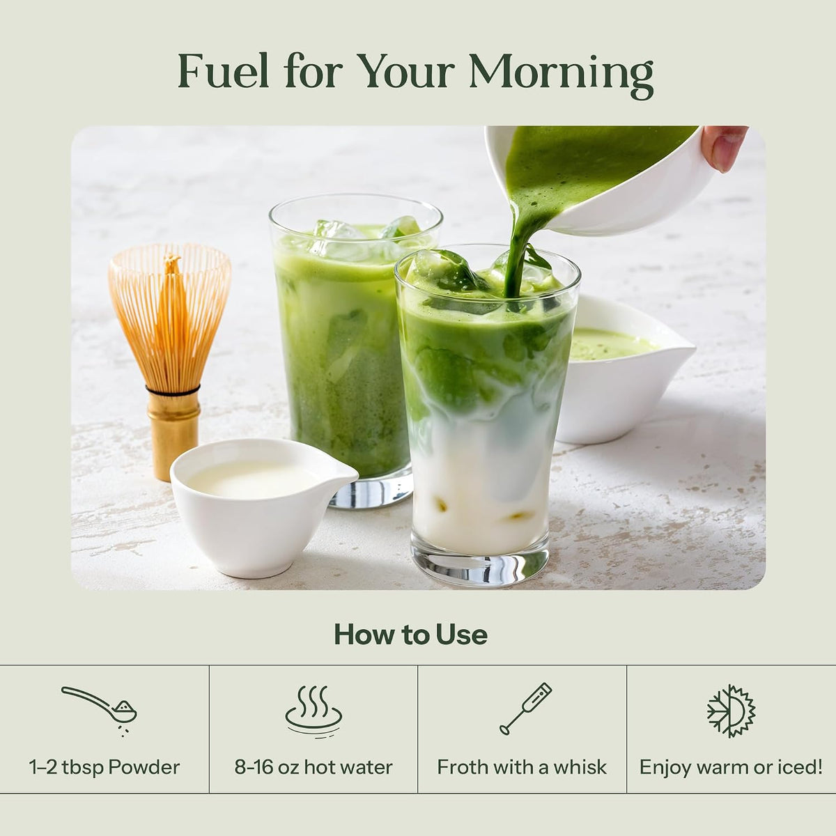 Kroma Beauty Matcha Latte Powder with Collagen, 7 Servings, 17g | Travel size collagen ceremonial grade matcha green tea latte with bovine collagen, ginger, turmeric &amp; adaptogenic mushrooms.
