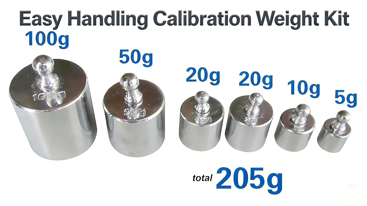 MAGIKON Steel Calibration Weight Kit, M2 Class 205g (100/50/20/10/5g)