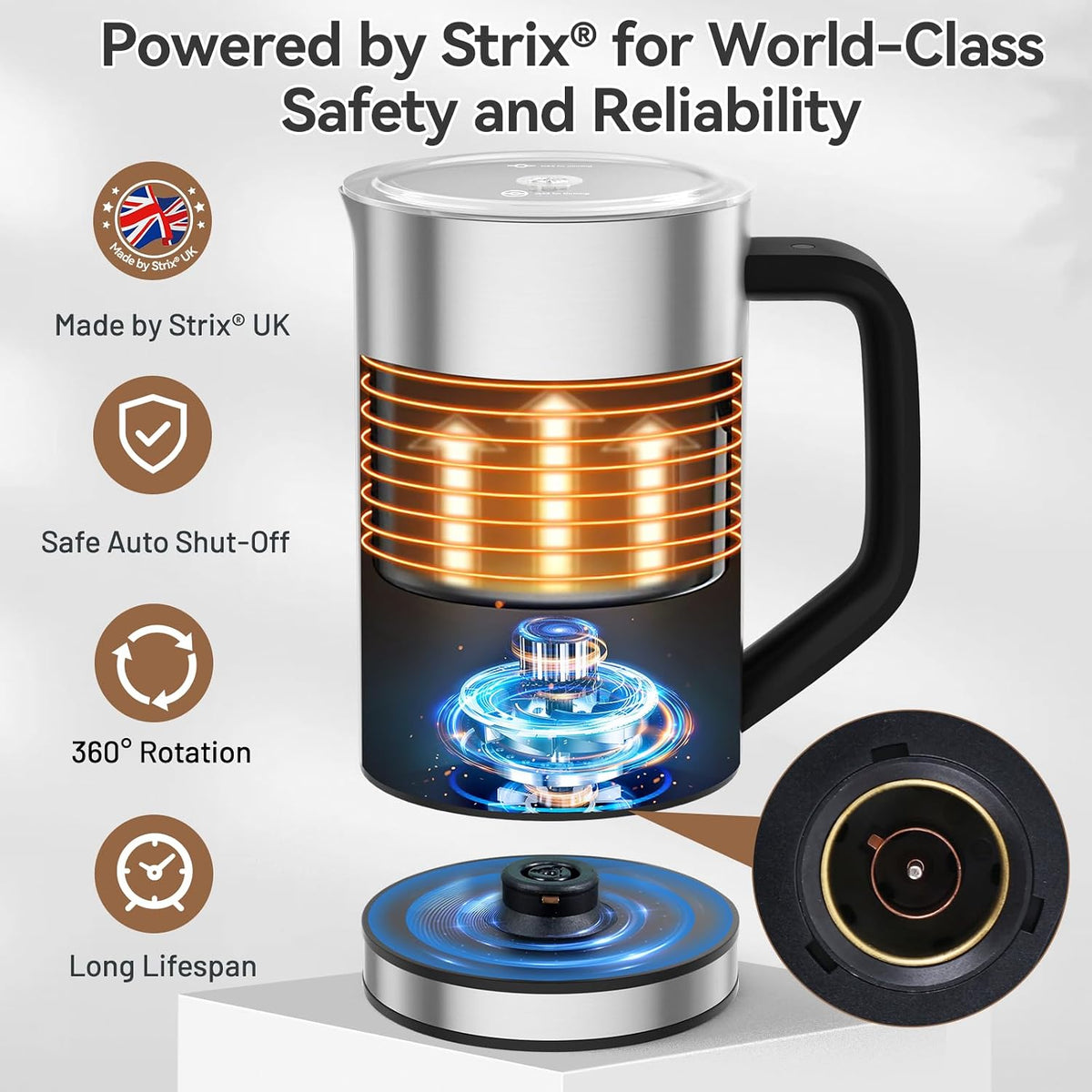 Secura Milk Frother, Automatic Hot &amp; Cold Foam Maker, 16.9oz Milk Warmer | Stainless Steel, Easy Cleaning, Strix Temperature Control, One-Touch Operation, Rich &amp; Creamy Milk Froth for Latte