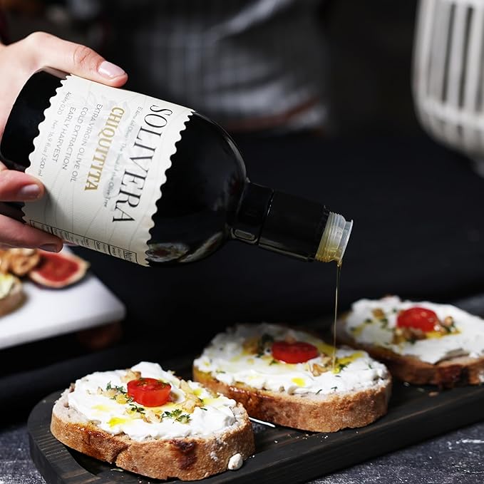 Solivera Chiquitita Extra Virgin Olive Oil Cold Pressed, Smooth & Subtle Flavor, 300+ High Polyphenols, Single-Origin Hand Picked Gourmet Organic Olive Oil – 16.8 fl. oz. (Chiquitita)