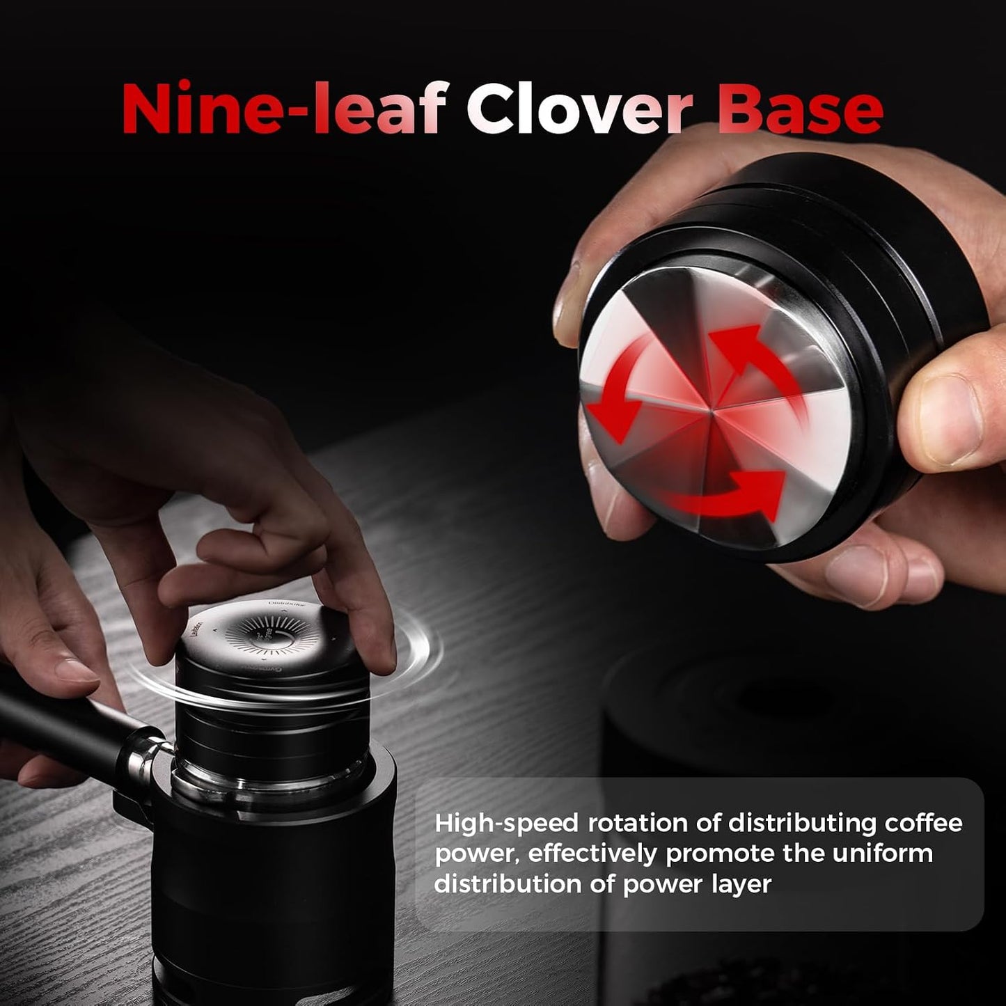 IKAPE 53.3MM Newly Upgrade Espresso Coffee Distributor, Coffee Dual-Bearing &amp; High-Speed Distribution Tools, Adaptive Height Coffee Distributor Leveler for 54mm Portafilters