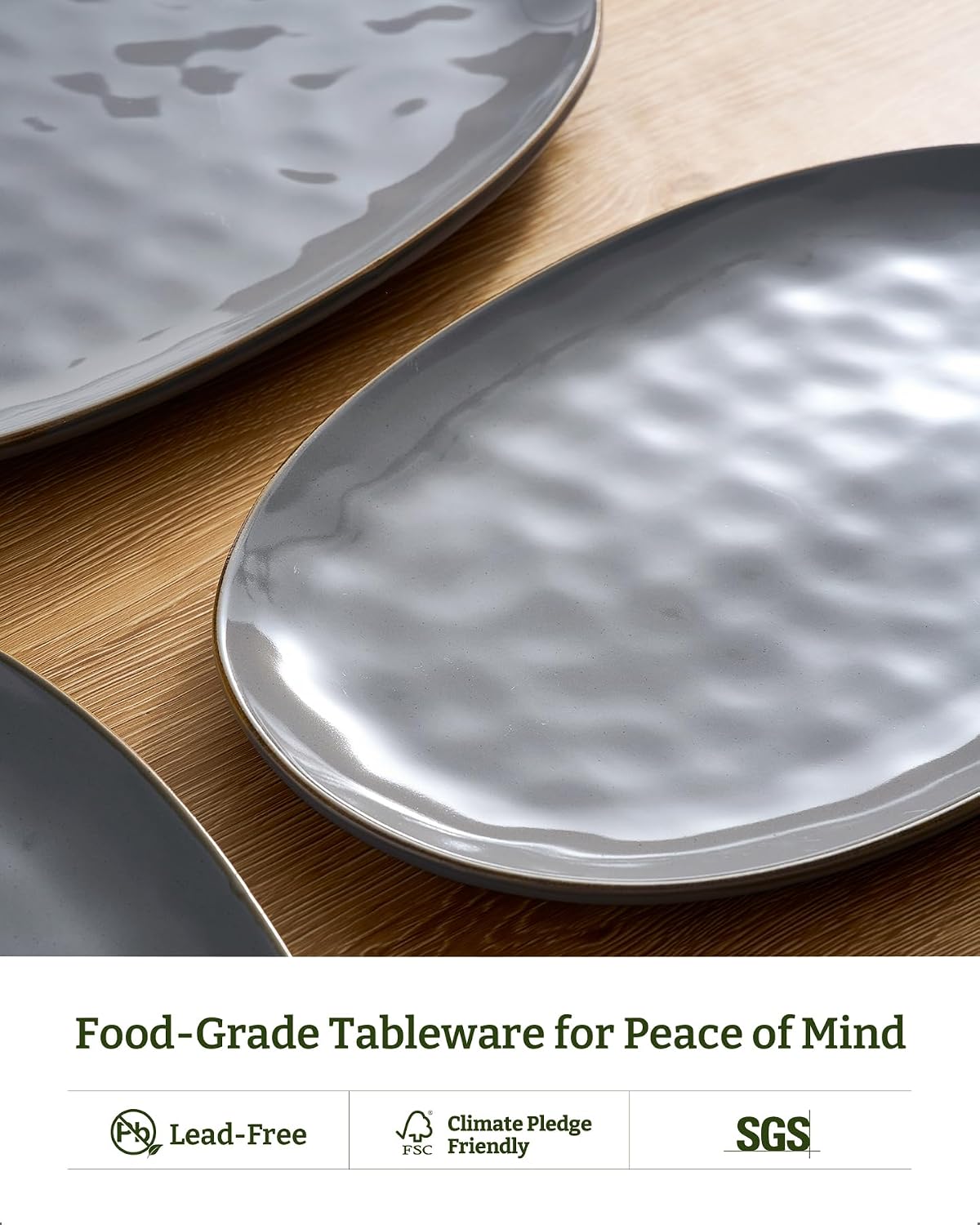 famiware Serving Platters Set of 3 Sizes - Oval, Dark Grey | 15.59"/14.3"/12.9" Fine Stoneware Serving Trays for Party, Entertaining for Food, Turkey, Cheese, Microwave Dishwasher Safe