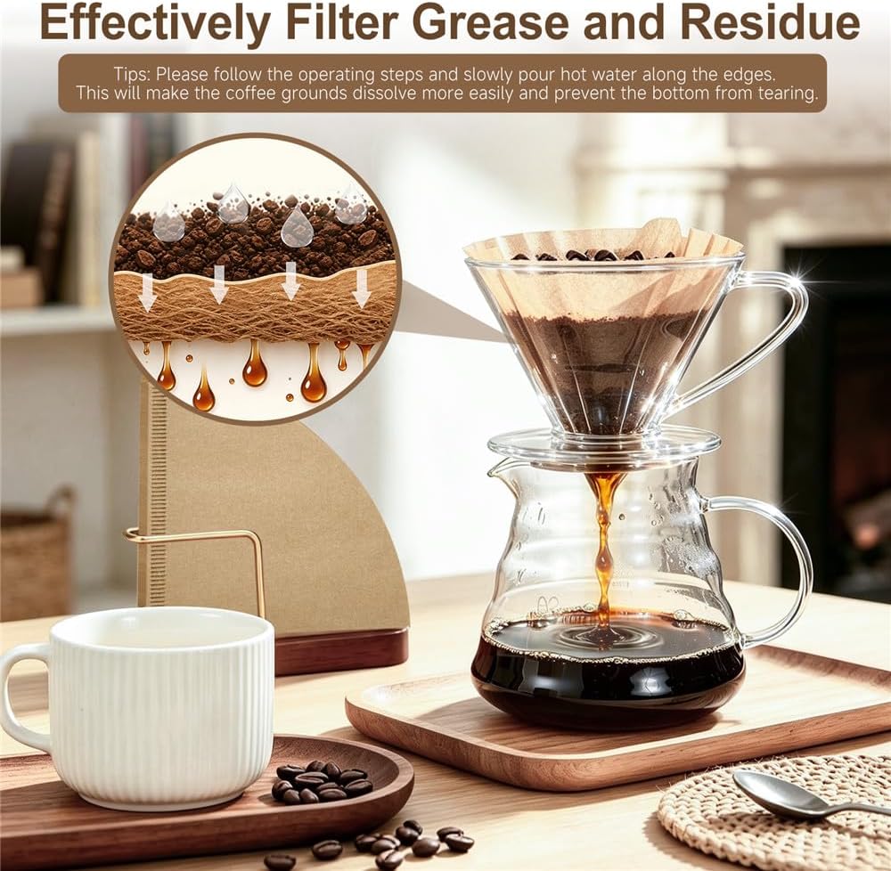 Coffee Filters, Cone Coffee Filters Size 02, 1-4 Cups, 200 Count, 2 Cone Filter for Pour Over and Drip Coffee Maker, Natural Brown Unbleached
