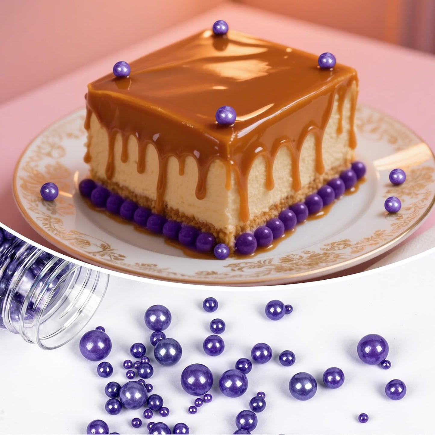 Twisweet Purple Sprinkles 130g, Edible Pearl Sprinkles for Cake Decorating | Purple sugar pearls, cake decorations &amp; cake toppers for cupcakes, cookies, ice cream, weddings, birthdays &amp; Halloween cakes