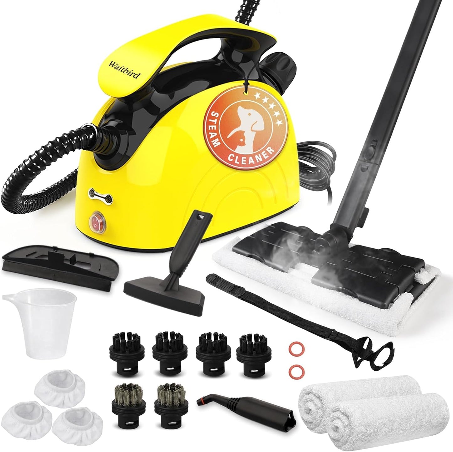 Steam Cleaner, Multipurpose Powerful Steamer with 21 Accessories, 248°F High-Temperature Steam for Floors, Grout, Tiles, Carpet, Cars