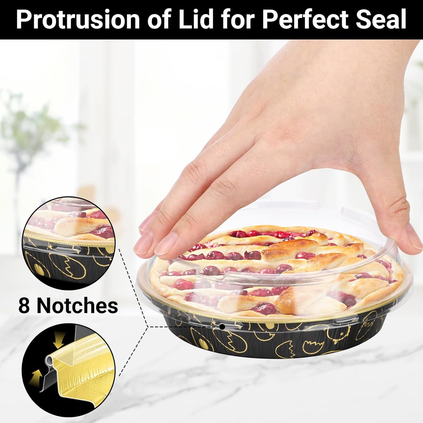 EUSOAR Mini Pie Pans with Lids, 25pcs 6 Inch Small Aluminum Pans Pie Pan Baking Cups, 10oz Muffin Liners Foil Ramekins Cupcakes Liners Bread Pudding Round Holders Cups for Wedding Birthday Party